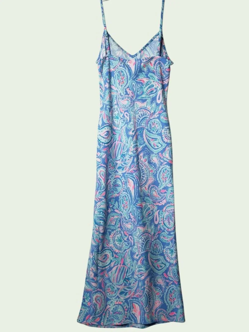 Lilly Pulitzer Maretta Bias Midi Dress  Adjustable Straps Blue/Pink XXsmall